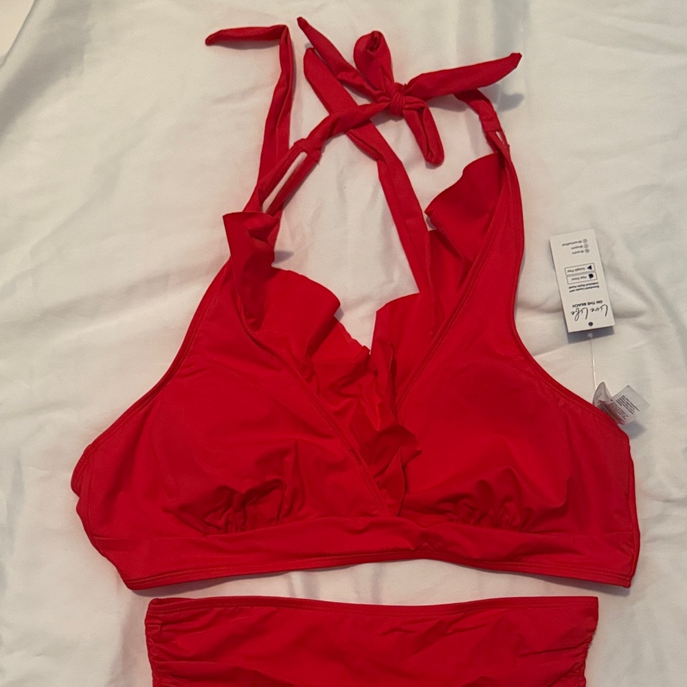 Red Ruffled Bikini Set - Picture 2 of 3
